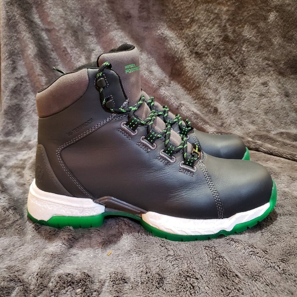 Hytest Footrests Nano Toe Waterproof Black Neon Green Work Boots Men's Size 9.5E